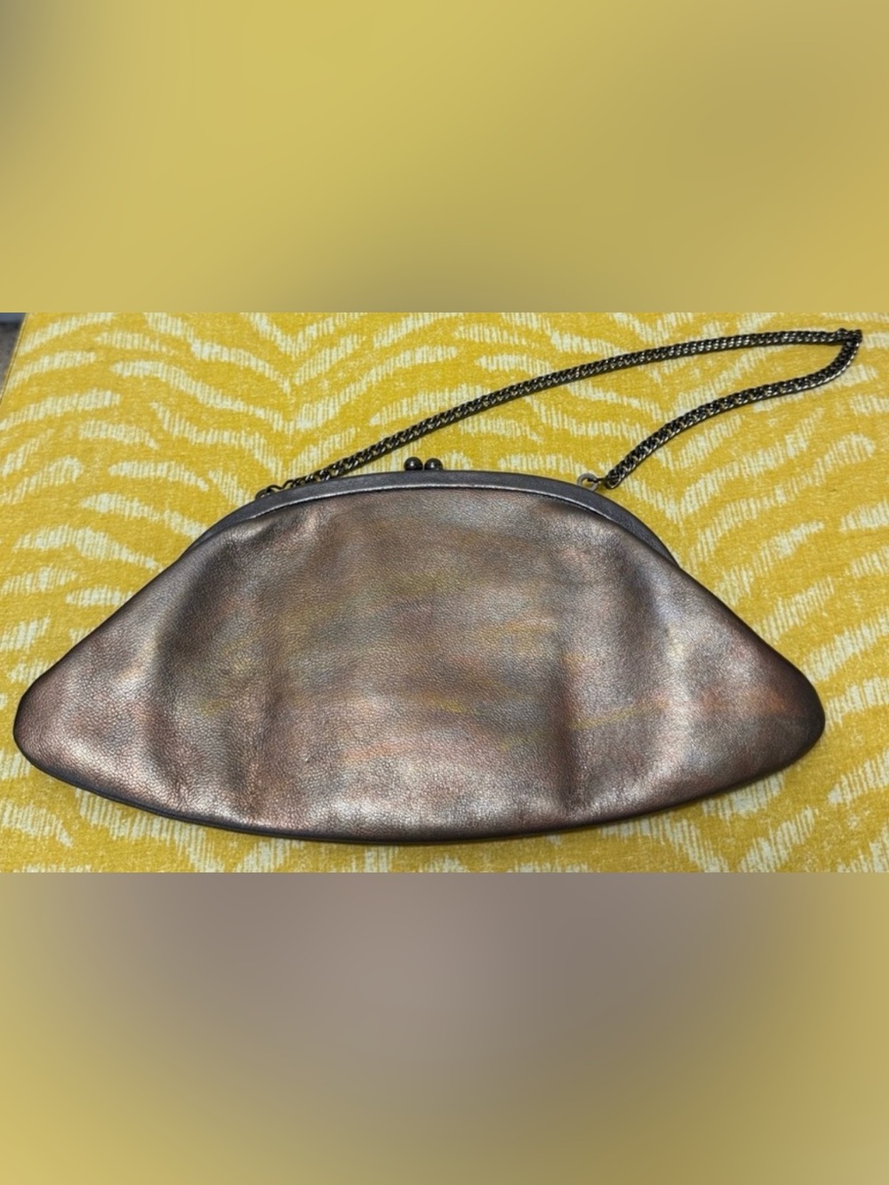 HOBO Metallic Clutch, Evening Bag, Hand Painted Platinum, Gold, Rose Gold